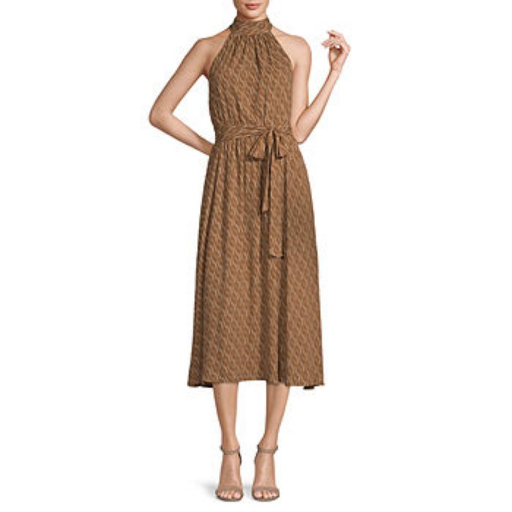 Worthington 🤎🤎🤎Sleeveless Geometric Midi A-Line Dress - Picture 3 of 7